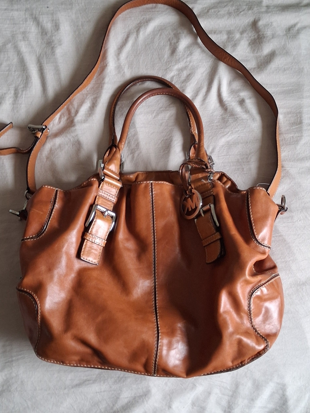 Michael Kors Tan Leather Tote with Signature Charm